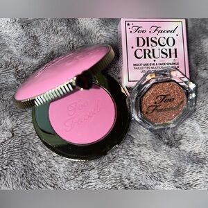 NWT BUNDLE Too Faced Pink Blush with Rose Gold Disco Crush Glitter